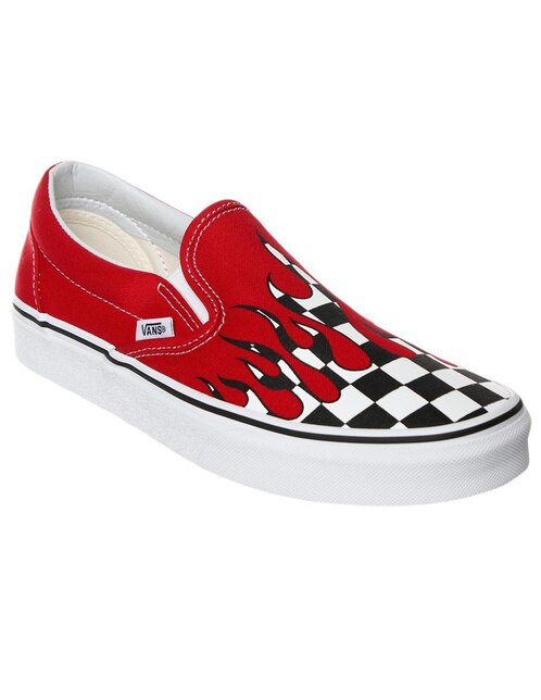 vans rojos con suela cafe