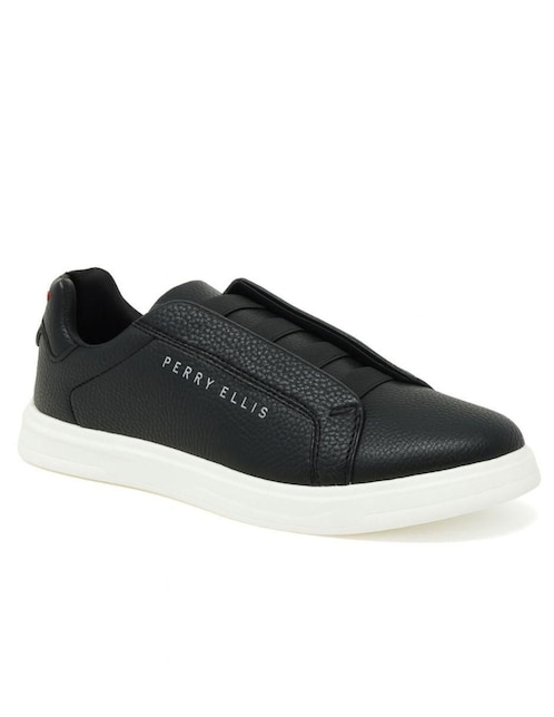 Tenis de piel Perry Ellis Tenis Casual Slip-On Negro para hombre