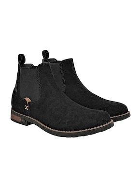 Botín Negro Total de piel para hombre