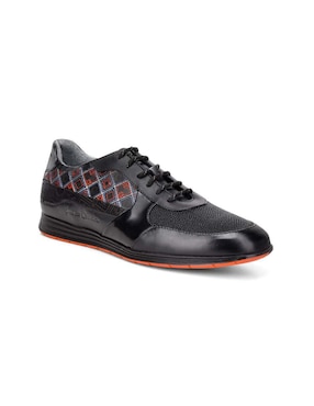 Tenis De Piel Franco Cuadra Para Hombre