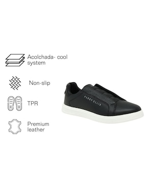 Tenis de piel Perry Ellis Tenis Casual Slip-On Negro para hombre