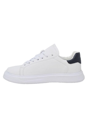 Tenis Perry Ellis Sneaker Blanco con Tonos Azul Marino para hombre