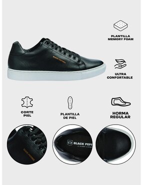 Tenis de piel Black Peppers para hombre