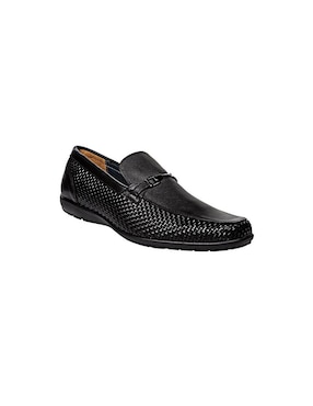 Zapato De Vestir Mocasín Leon Negro Piel Atanado