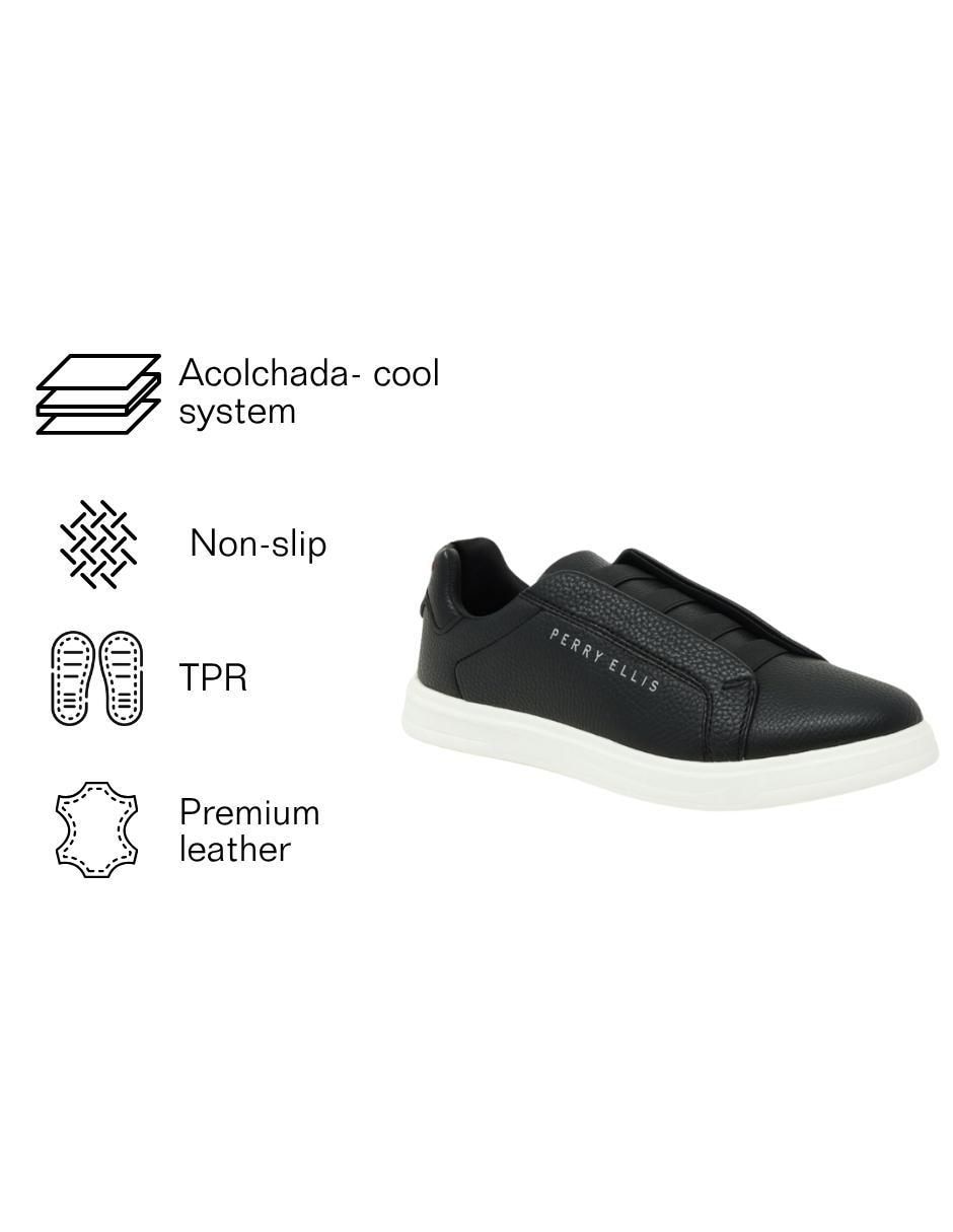 Tenis de piel Tenis Casual Slip-On Negro para hombre 5
