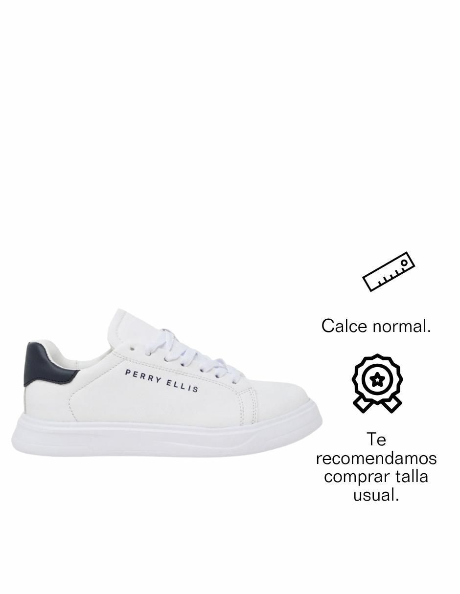 Tenis Sneaker Blanco con Tonos Azul Marino para hombre 4