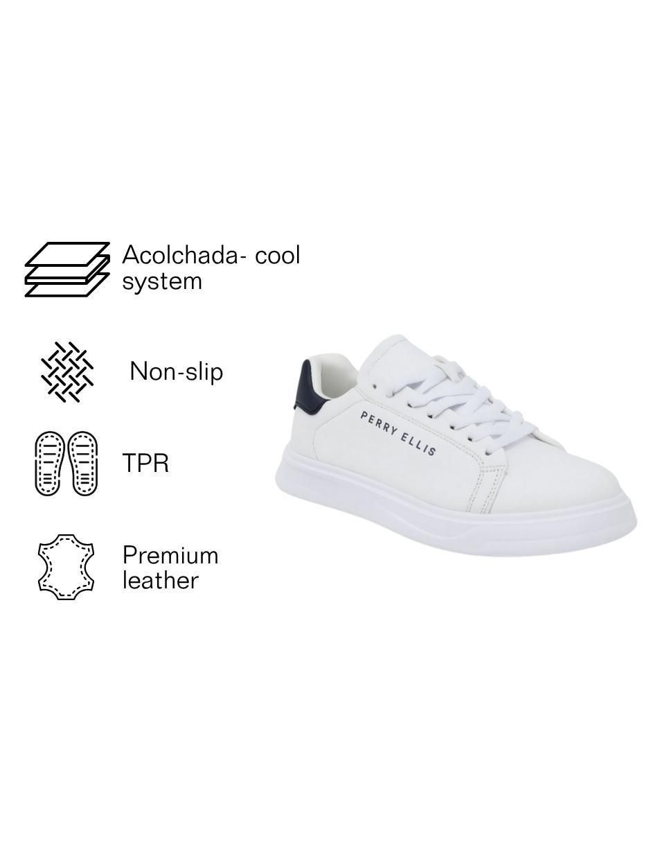 Tenis Sneaker Blanco con Tonos Azul Marino para hombre 5