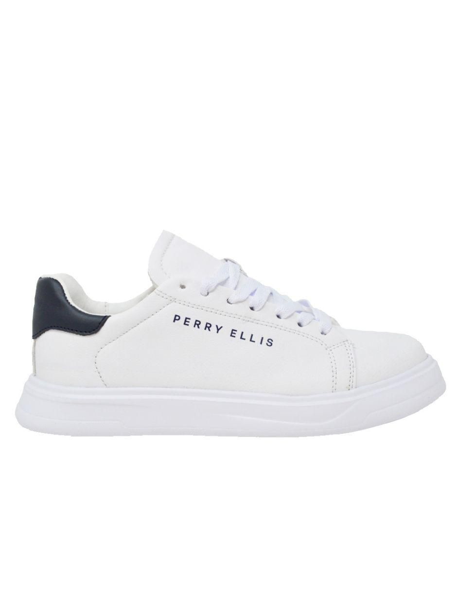 Tenis Sneaker Blanco con Tonos Azul Marino para hombre 7